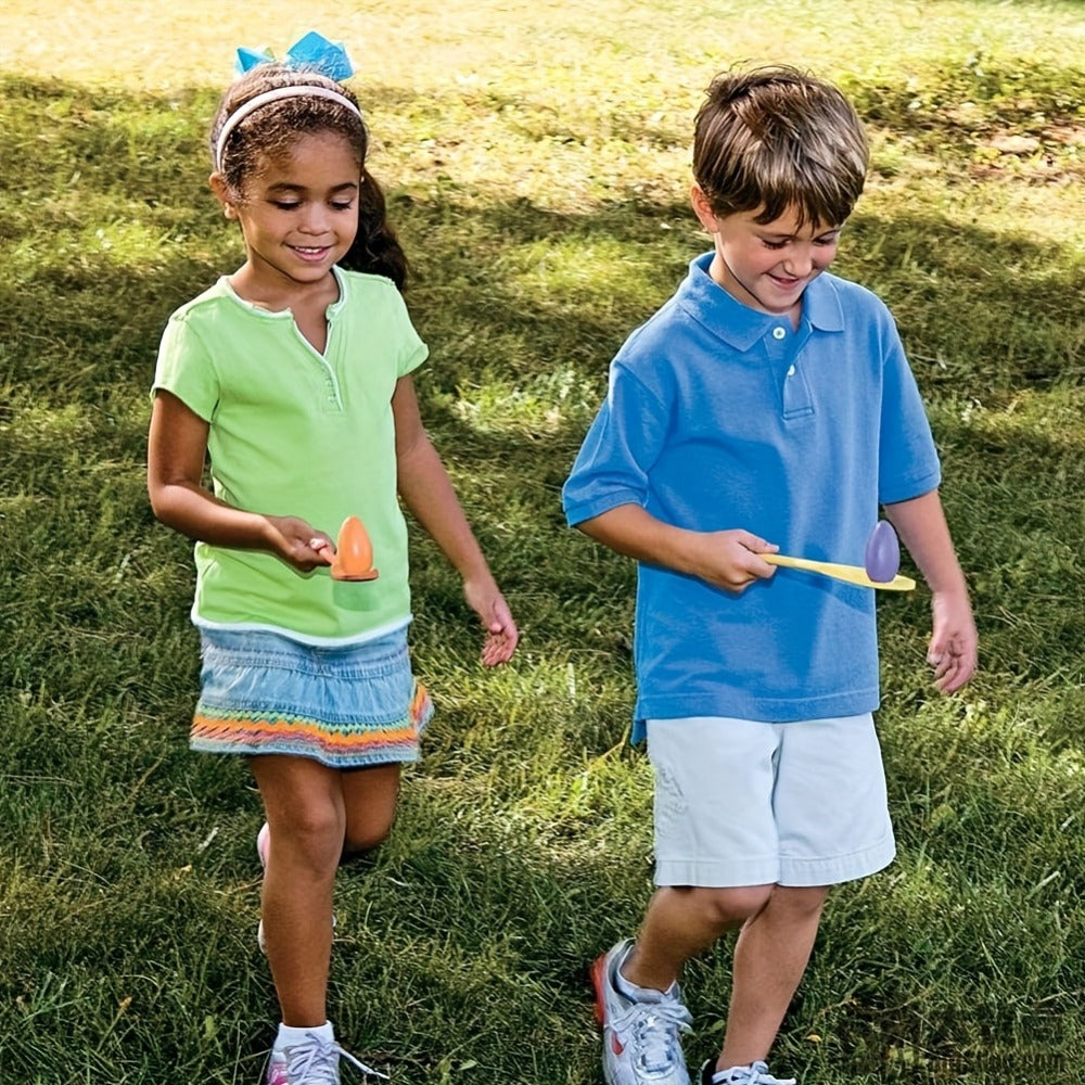 Egg Spoon Race Game Set 12pcs ¨C Wooden Egg & Spoon Balance Relay Race Outdoor Lawn Game for Kids, Easter, Birthday Party, Carnival, School Activity