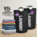 Extra Large Foldable Laundry Basket Set 95L/25.1 Gal Waterproof Oxford Cloth Tall Storage Baskets for Bedroom Bathroom Dorm Wardrobe Organization