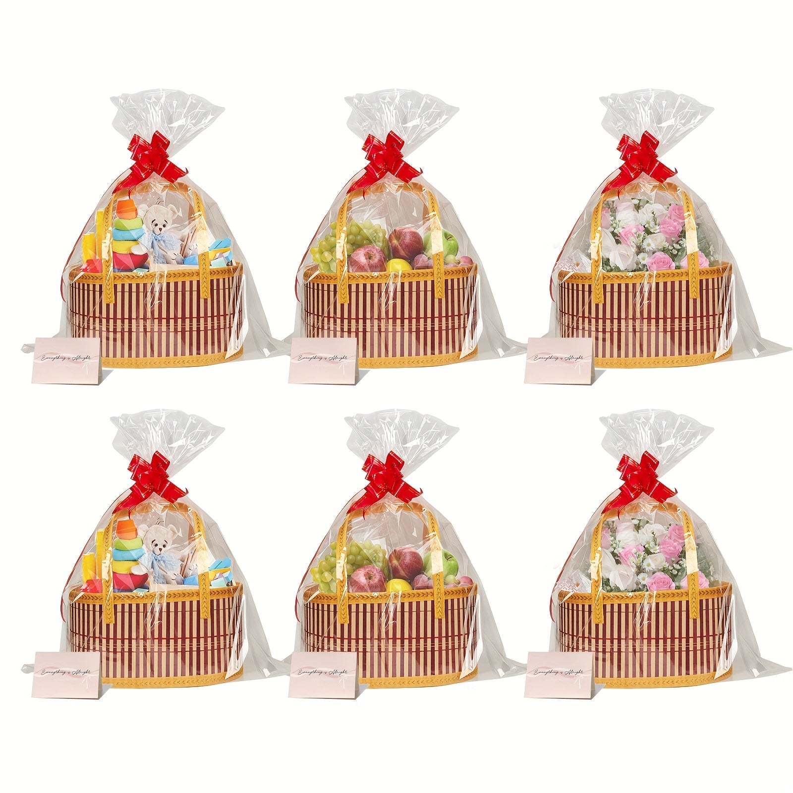 Bamboo Storage Baskets 6-Pack | Gift Wrap Organizer, Easter Egg Basket, Picnic Camping Basket, Craft Sewing Storage, Wedding Favor Box, Flower Girl Basket, Christmas Thanksgiving Holiday Basket Set
