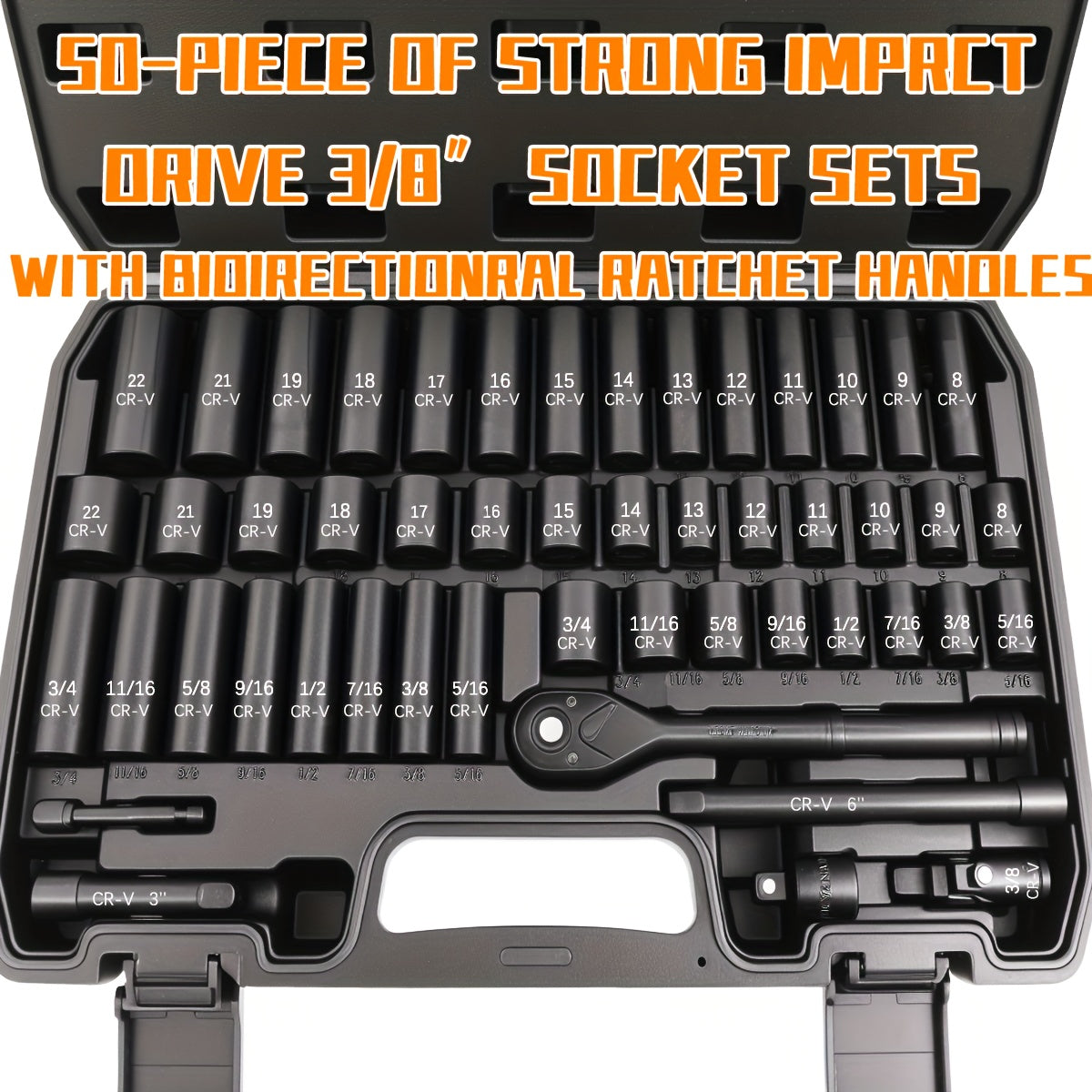 Ratchet Socket Wrench Set with Handle ¨C 50/53/96/123/218/999PCS | 3/8¡± Drive CR-V Steel | Metric & Imperial Sizes | Car Maintenance, Boat & Home Repair Tool Kit for Mechanics