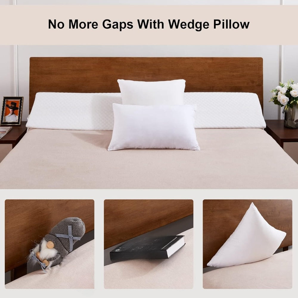 Bed Wedge Pillow Bed Gap Filler - Memory Foam Mattress Wedge Headboard Pillow for Sleeping, Backrest & Post-Surgery Support