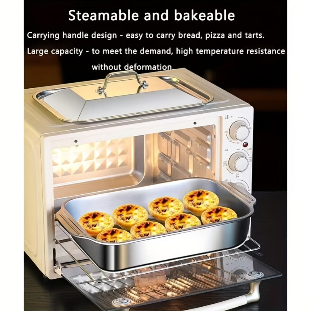 Stainless Steel Baking Sheet Pan Set with Lids, Heavy Duty Nonstick Oven Trays & Roasting Pans for Baking Bread Desserts Seafood, Thickened Rectangular Baking Pans, 4pcs / 8pcs / Extra Large Deep Dish