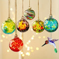Hand Blown Glass Christmas Ornaments Set of 6 - Multicolor Hanging Ball Decorations for Christmas Tree Home Window Garden Patio - Witch Gazing Balls Gift for Mom Wife Women Friends