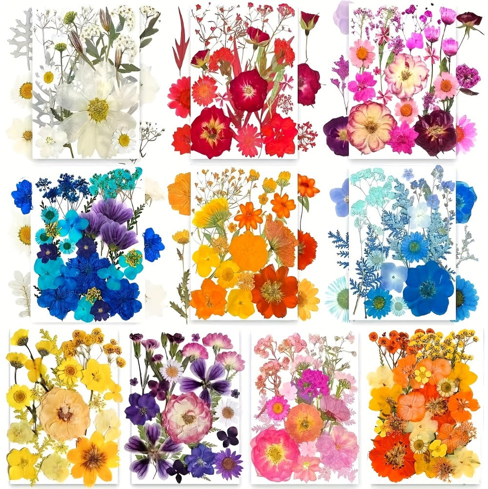 Dried Pressed Flowers Kit 500pcs ¨C Natural Real Flower Petals & Leaves for Resin Art, Nail Art, Jewelry Making, Scrapbooking, Phone Case Decor, Candle Making & DIY Floral Crafts
