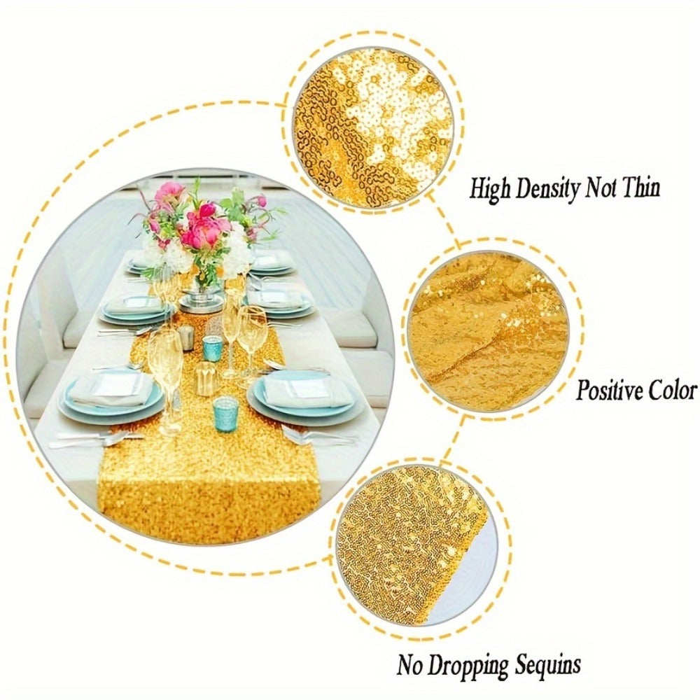 Golden Sequin Table Runner 12 Pack ¨C Glitter Shimmer Table Runners for Wedding, Birthday, Party, Dinner, Holiday & Event Decor