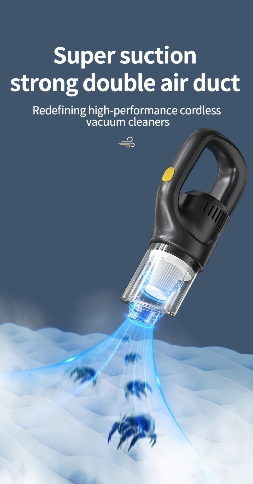 Cordless Handheld Vacuum Cleaner Rechargeable Lightweight Portable Strong Suction Mini Vacuum for Home Car Pet Hair Dust Debris Quick Cleanup