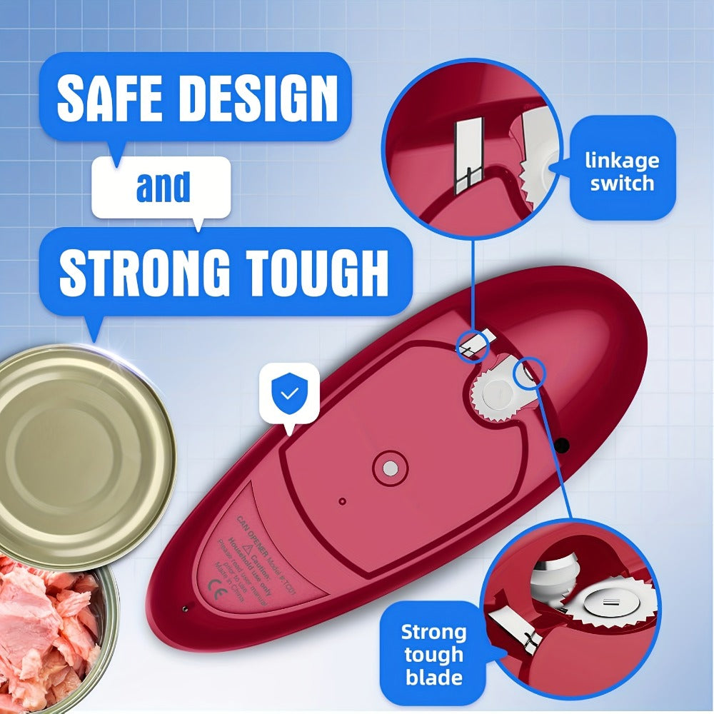 Electric Can Opener Cordless Battery Powered ¨C Smooth Edge Safety, Auto Shut-Off, ABS Material, Easy One-Touch Operation for Elderly, Arthritis & Disabled Hands, Kitchen & Camping