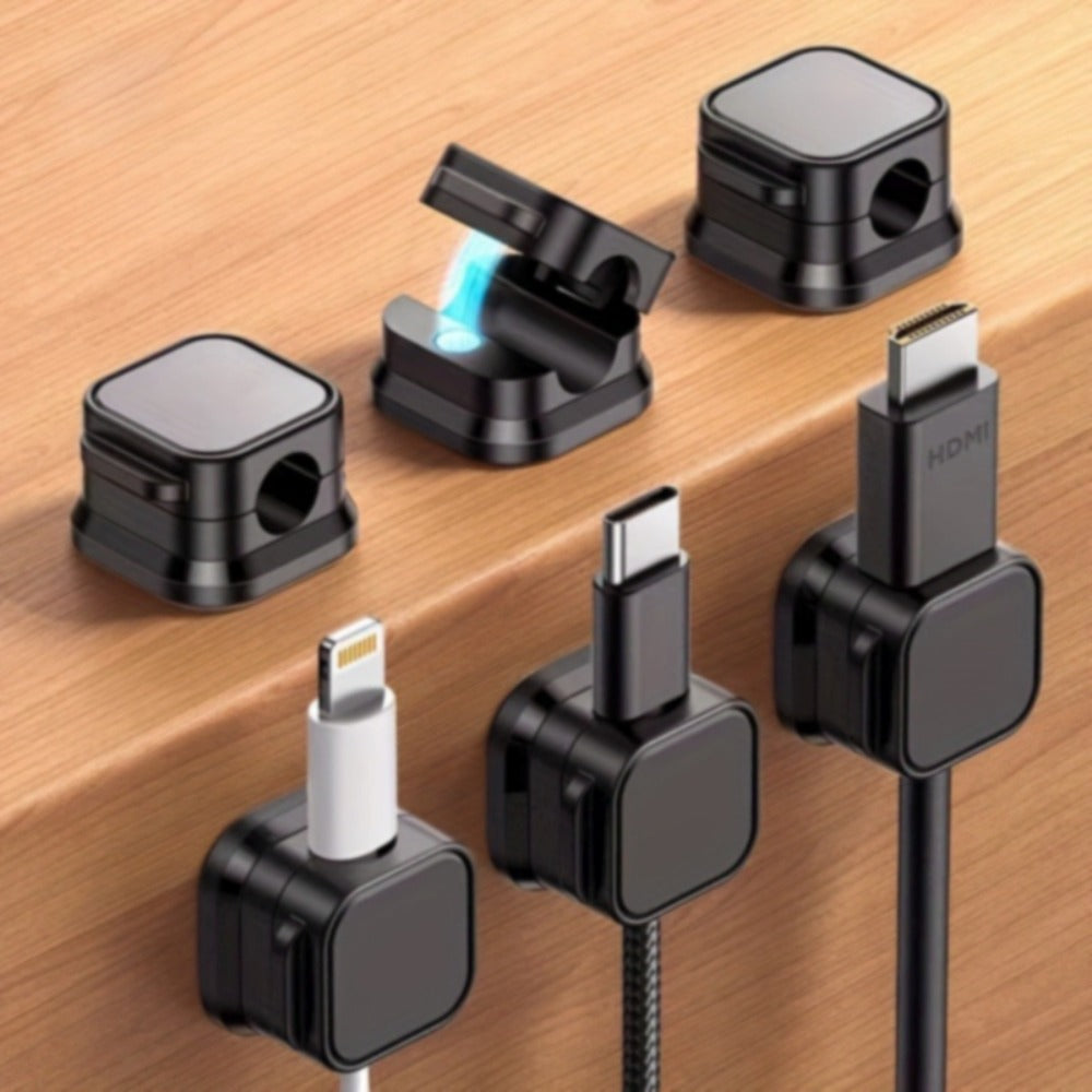 Magnetic Cable Organizer Clips 16 Pack Self-Adhesive No-Drill Cable Management Holder for Desk Wall Home Office Adjustable Wire Cord Organizer Set