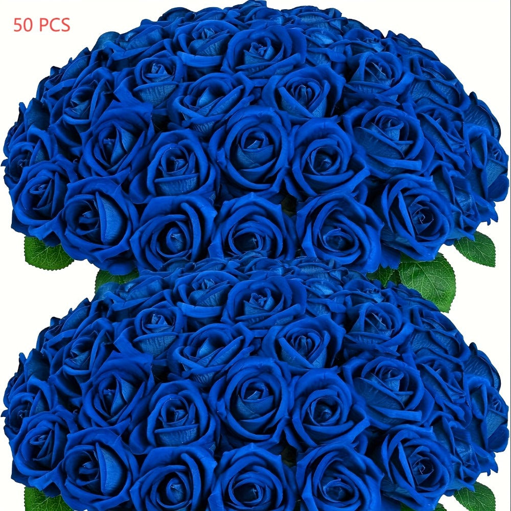 Artificial Roses Bulk with Long Stems ¨C Real Touch Velvet Fake Flowers for Wedding Bouquet, Bridal Centerpiece, Valentine's Day, Mother's Day, Home Decor (50/100pcs, Multi Colors)
