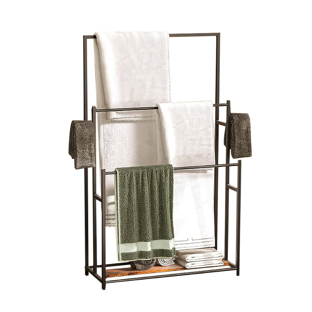 Towel Rack Freestanding 47 Inch Tall 3-Tier Floor Standing Towel Holder for Bathroom Bedroom Pool Outdoor - Oversized Bath Towel Drying Stand for Blankets Quilts Beach Towels Hot Tub Gym