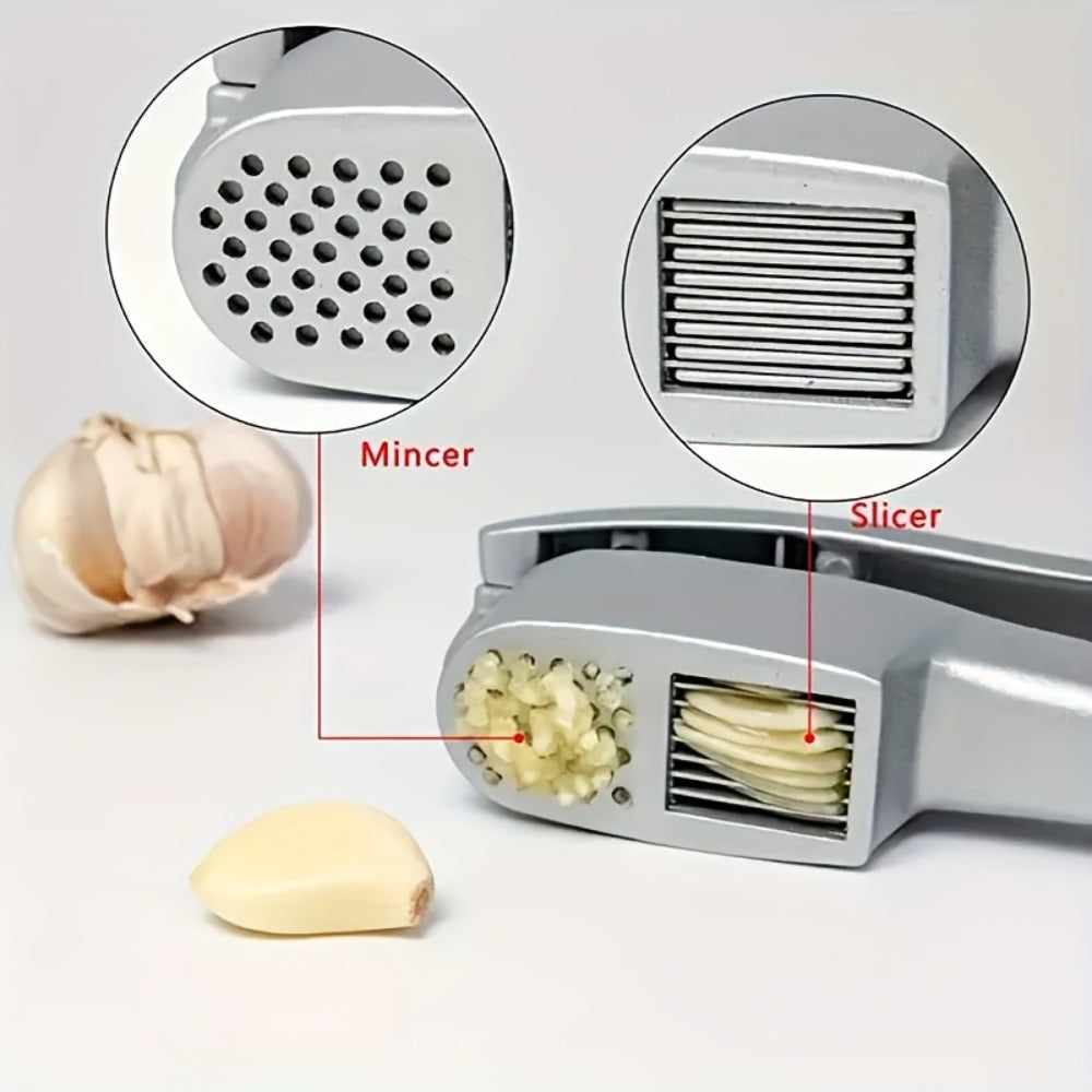 Garlic Press 2-in-1 Garlic Mincer and Slicer Stainless Steel Manual Garlic Crusher Presser for Fine Mince Puree Kitchen Tool for Home Restaurant Hotel
