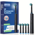 Electric Toothbrush with Smart Timer ¨C Sonic Whitening, 3D Round Soft Bristle Head, IPX67 Waterproof, USB Rechargeable, 4 or 8 Brush Heads, Black White Pink for Adults, Couples & Families