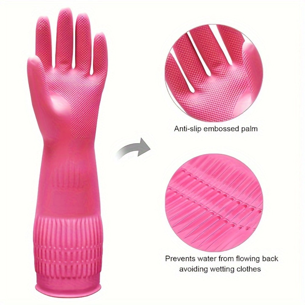 Premium Cleaning Gloves 3 Pair Waterproof Slip-Resistant Kitchen Dishwashing Laundry Gloves Heavy Duty Reusable
