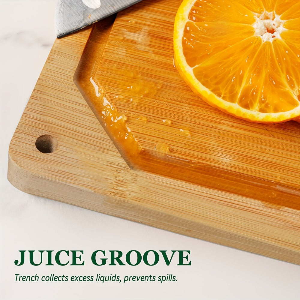 Cutting Board with Juice Groove ¨C Non-Slip Chopping Board & Cheese Platter for Meat, Cheese, Bread, Vegetables & Fruits, XL & Bamboo Options, Kitchen Gadget Gift for Home, Dorm & Holiday Gatherings