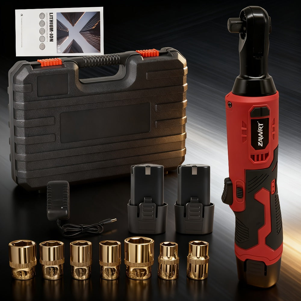 Cordless Electric Ratchet Wrench Set 12V - 45Nm High Torque 3/8¡± Rechargeable Ratchet Wrench with Battery, Charger & Toolbox for Automotive Repair, Angle Frame Installation & Home Improvement (4 Colors)