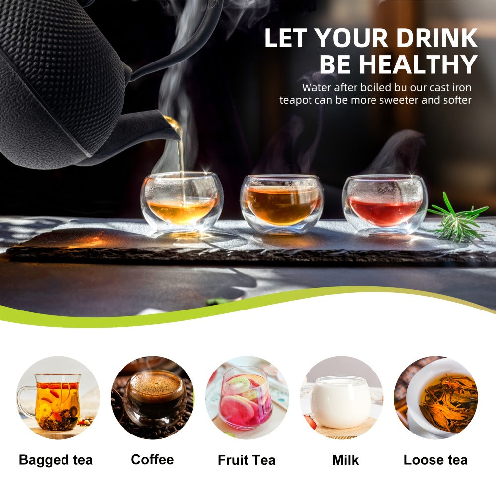 Cast Iron Teapot with Stainless Steel Infuser 60 oz ¨C Japanese Style Tea Kettle for Camping & Home Brewing