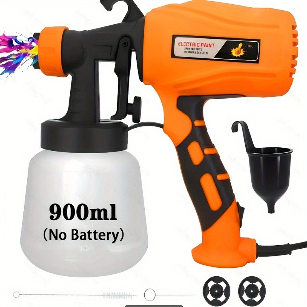 HVLP Paint Sprayer Electric Spray Gun with 3 Spray Patterns & 27oz Container ¨C Cordless Airless Sprayer for House Painting, Furniture, Cabinets, Fence, Walls, Doors, Car DIY Projects