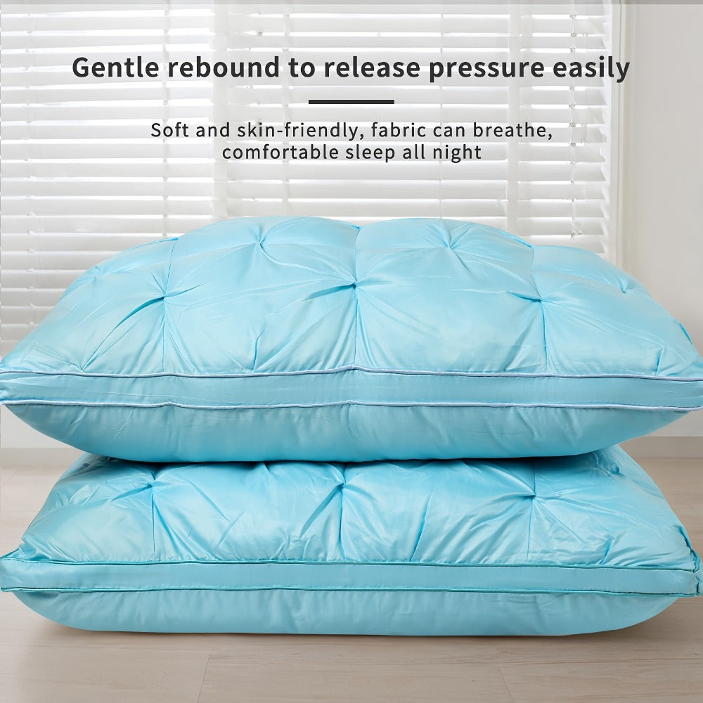 Neck Pillow 2 Pack - Ergonomic Cervical Support Pillow with Removable Washable Cover, Adjustable Loft, Zipper Closure, Quilted Woven Fabric, Comfortable Sleeping Pillow for Side Back Stomach Sleepers