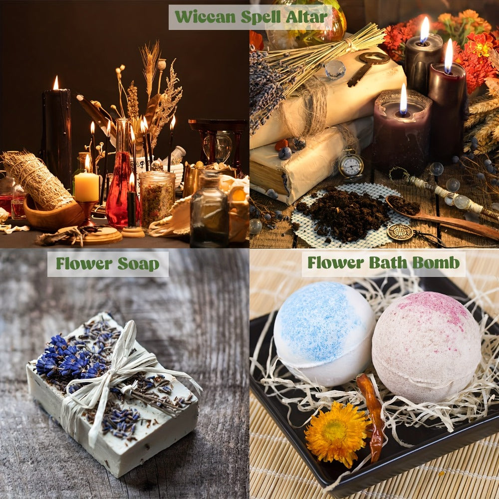 Dried Herbs Kit 30 Packs for Wicca Witchcraft Rituals Altar Supplies Magic Spells with Metal Spoon Witch Starter Set Halloween Gift for Her Him
