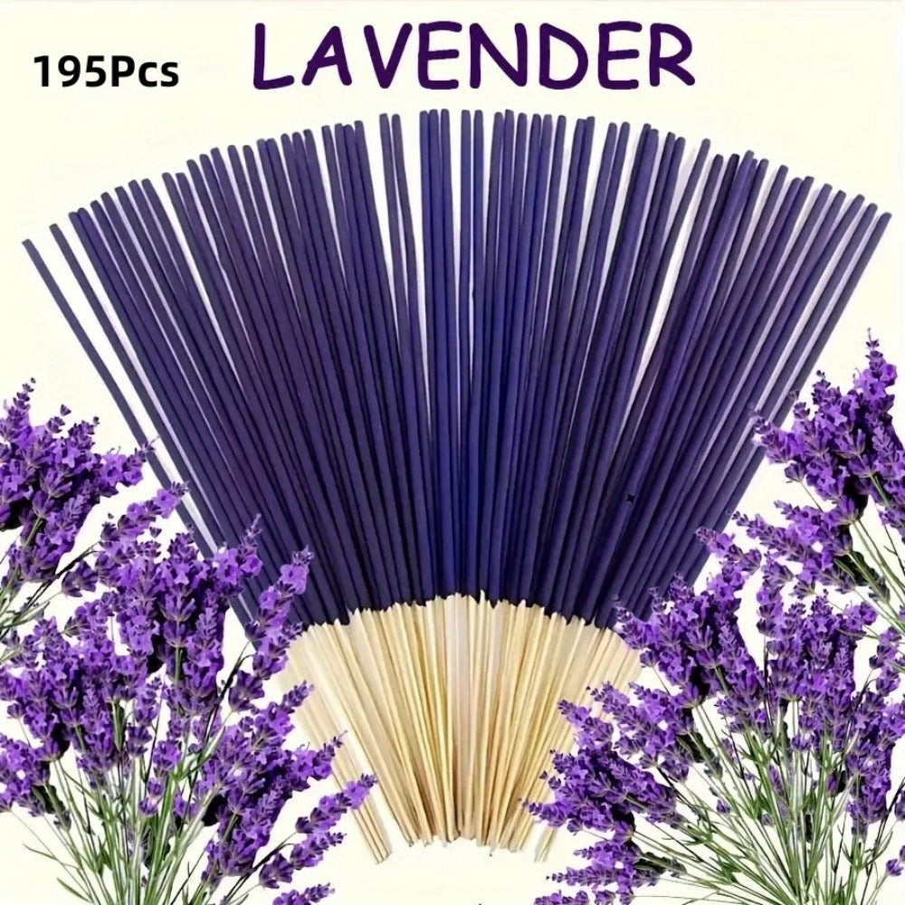 Lavender Incense Sticks 195pcs 8.7in Natural Aromatherapy Incense for Home Yoga Room Meditation Tea Room Relaxation Calming Atmosphere Stress Relief Indoor Fragrance Incense Set