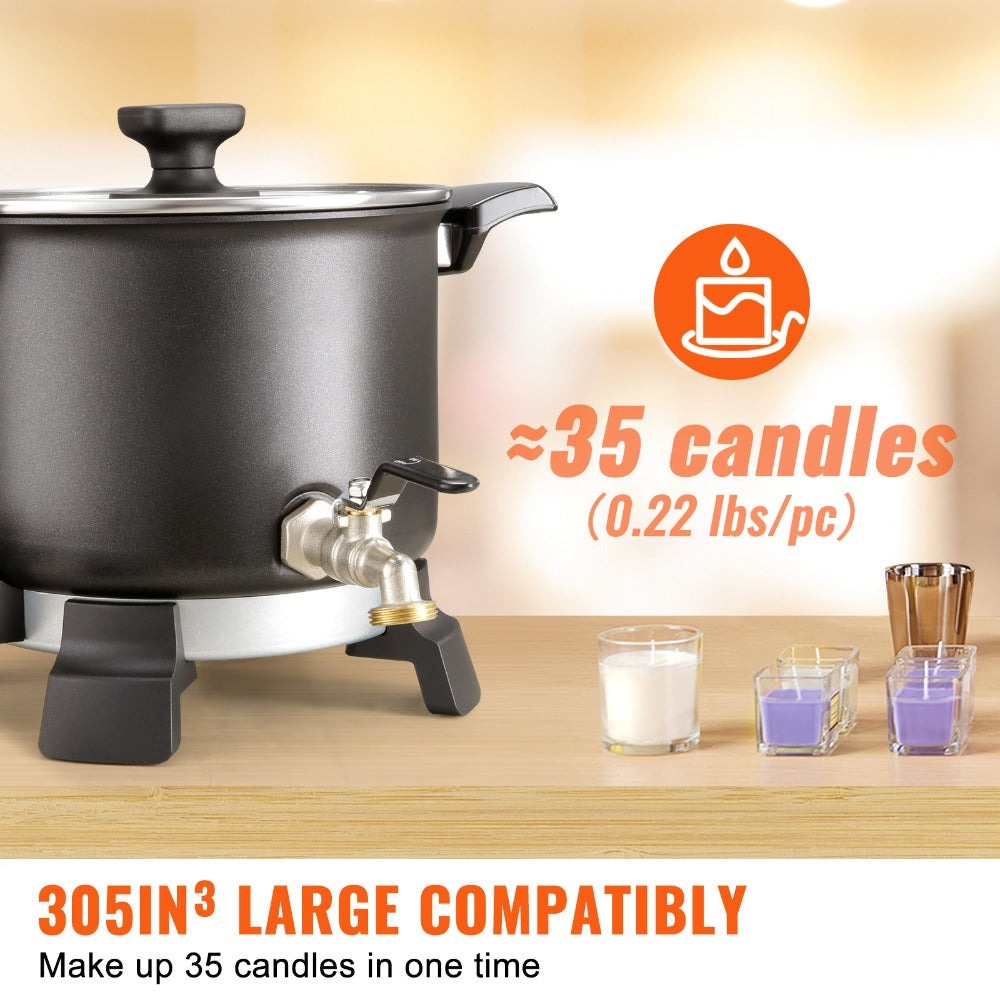 Wax Melter for Candle Making 5.5L Large Electric Wax Melting Pot with Easy Pour Spout, 1200W Fast Heating, 4-Level Temperature Control, 100pcs Wicks for Candle Soap Cream Lip Balm Bulk Production