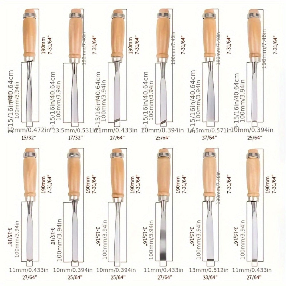 Wood Carving Chisel Set 12 & 24-Piece ¨C Professional Beech Wood Handle Woodworking Chisels, Detail Carving Hand Tools for Beginners & Experts, Ideal Woodworker Gift