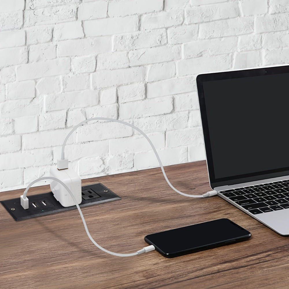 Recessed Power Strip Flush Mount Desk Outlet - 2 AC Outlets & 3 USB-A Ports, Desktop Charging Station with LED Indicator Light & 4.92FT Cord for Side Table, Sofa Table, Nightstand & Home Office