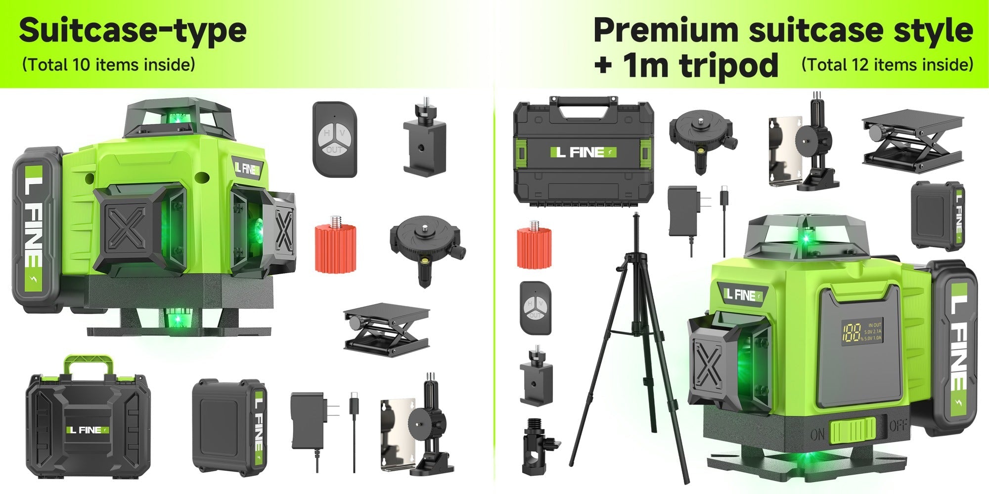 Laser Level 16 Line 4D Green Self-Leveling with Tripod 360 Degree Rotary Cross Line High Precision Auto Leveling Tool Rechargeable Lithium Battery Vertical Horizontal for Tiling Hanging Pictures Construction