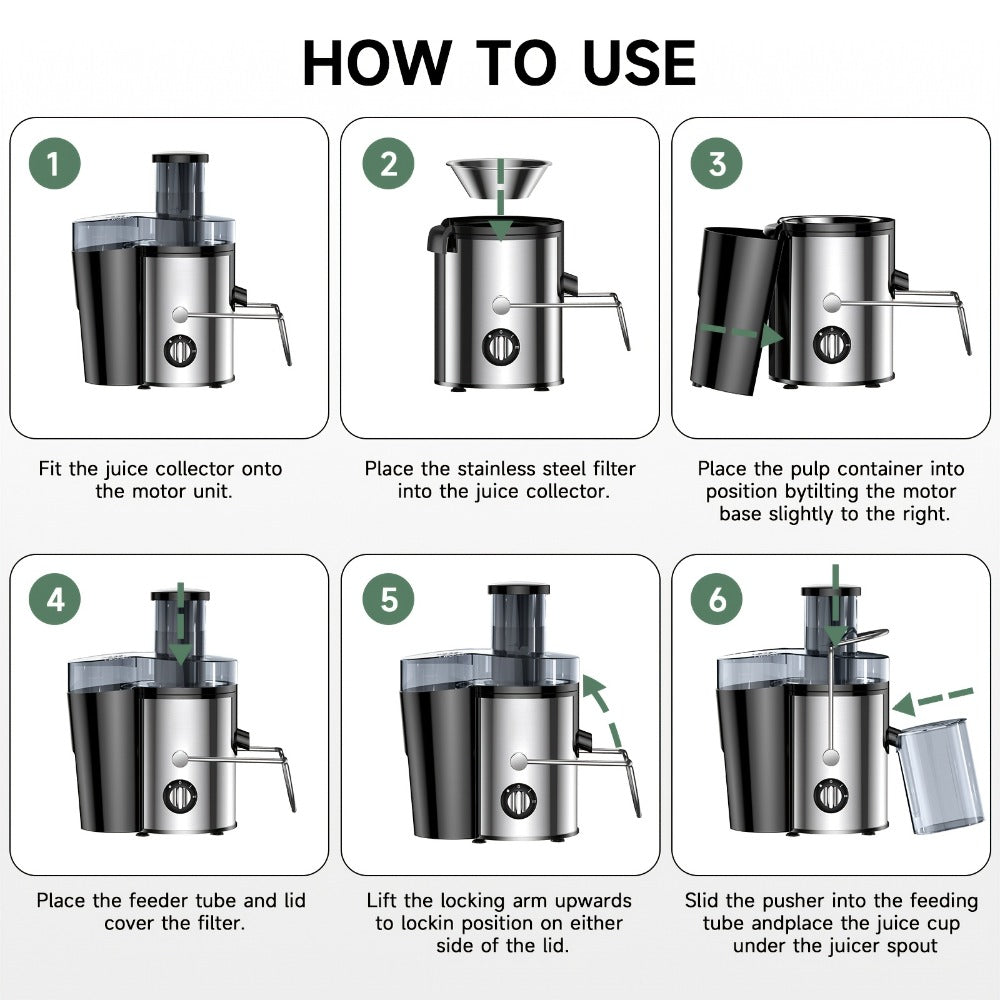 Centrifugal Juicer 600W Wide Mouth Juice Extractor - 3-Inch Feed Chute, High Juice Yield, Fast Juicing, Easy to Clean Detachable Design for Vegetables & Fruits, Multifunctional Juicer Machine