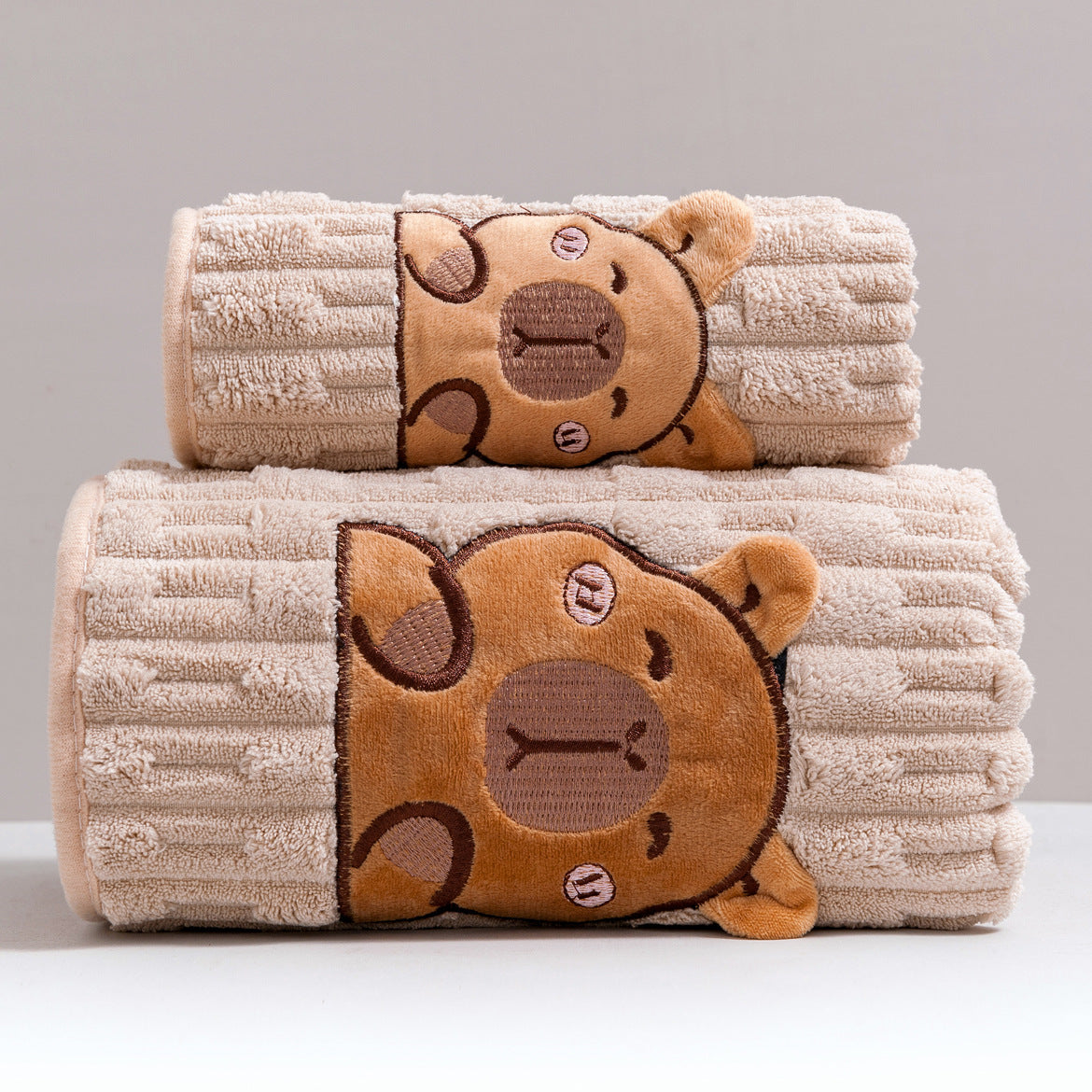 Bath Towel Set 2 Piece Cute Capybara Coral Fleece Super Soft Ultra Absorbent Quick Dry Face Towel and Bath Sheet for Spa Gym Hotel Guest Bathroom