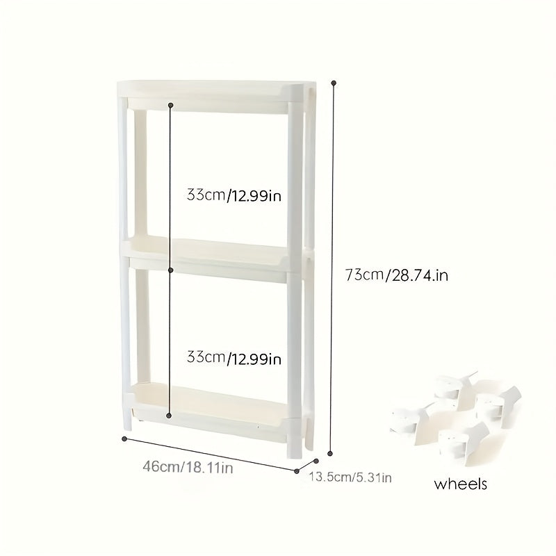 Behind Door Storage Rack, Multi-Layer Slim Organizer for Bathroom & Kitchen, Space Saving Over Door Shelf, Narrow Cabinet Rack with Fixed Hook, Plastic Stackable Storage