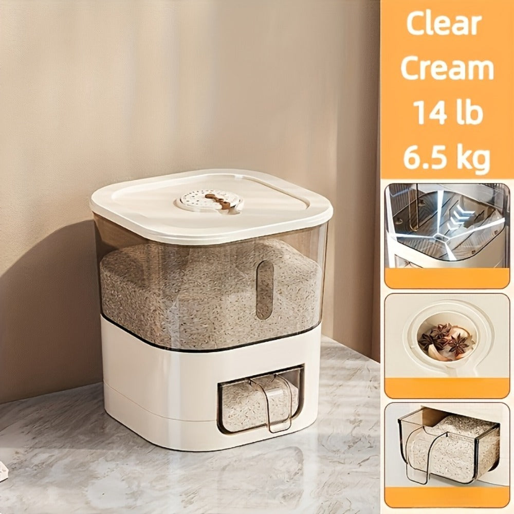 Airtight Rice Container with Measuring Cup | Large Capacity Moisture-Proof Rice Dispenser for Rice, Grains, Flour, Pet Food ¨C BPA-Free Kitchen Food Storage