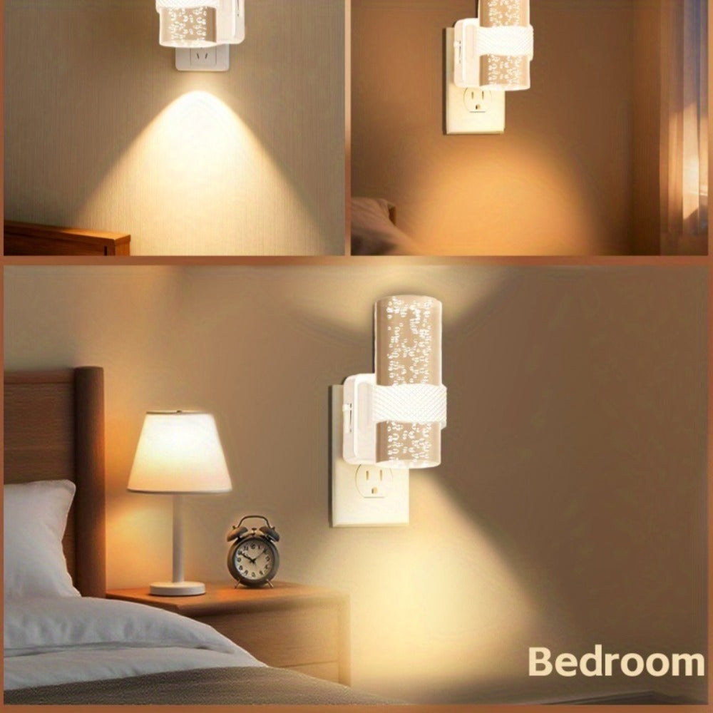 LED Night Light Plug In Wall, Dimmable 3000K Warm White Night Lights with Auto Light Sensor, Adjustable Brightness Modern Plug-In Night Light for Hallway Bedroom Bathroom Kids Room, 2 Pack