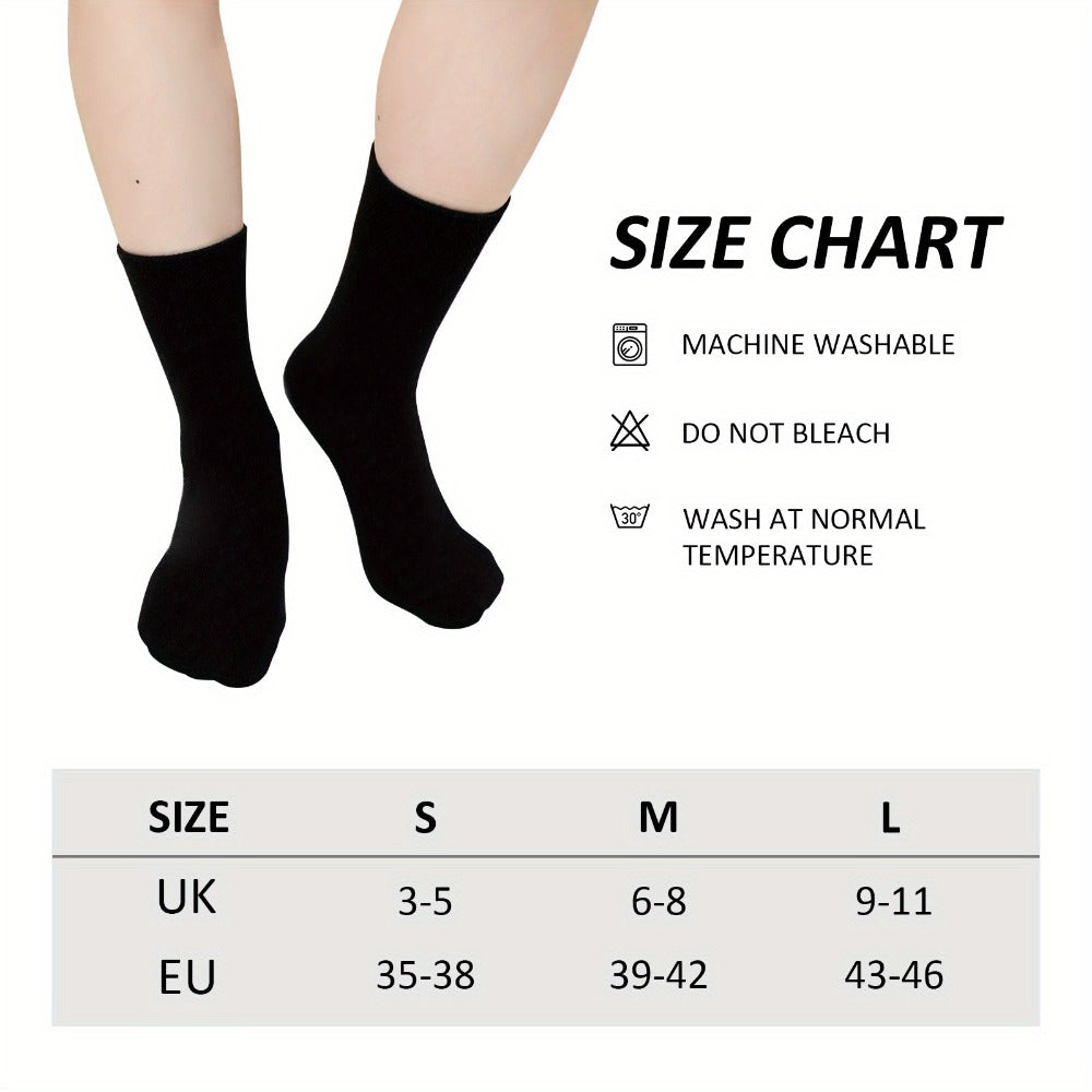Wide Calf Socks 5 Pairs Loose Top Non-Binding Breathable Crew Socks for Men Women Plus Size Large Leg Edema Varicose Veins Comfort Fit M L Mixed Black