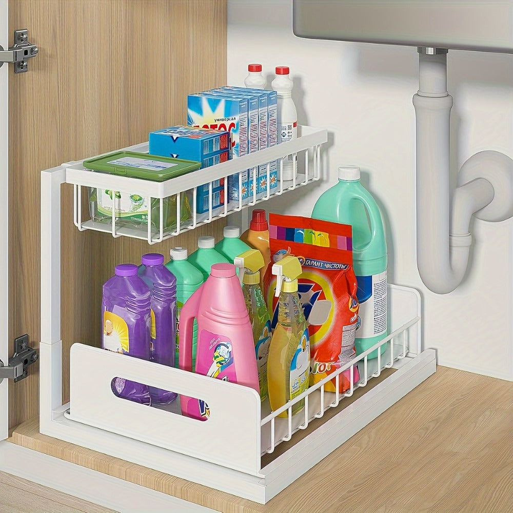 Under Sink Organizer with Sliding Pull-Out Shelf ¨C 2-Tier Metal Cabinet Storage Rack for Kitchen, Bathroom, Pantry & Closet Organization, 1-Pack or 2-Pack