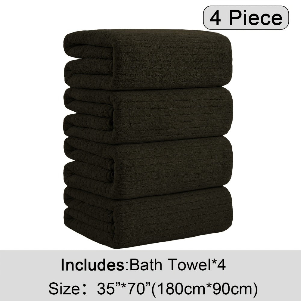 Bath Towels Set 4 Pack 35x70 Inch Oversized Extra Large - Microfiber Super Absorbent Quick Dry XL Bath Sheet Soft Bathroom Towels | 13 Colors | Family Hotel Spa Shower Towel Set Coastal Style