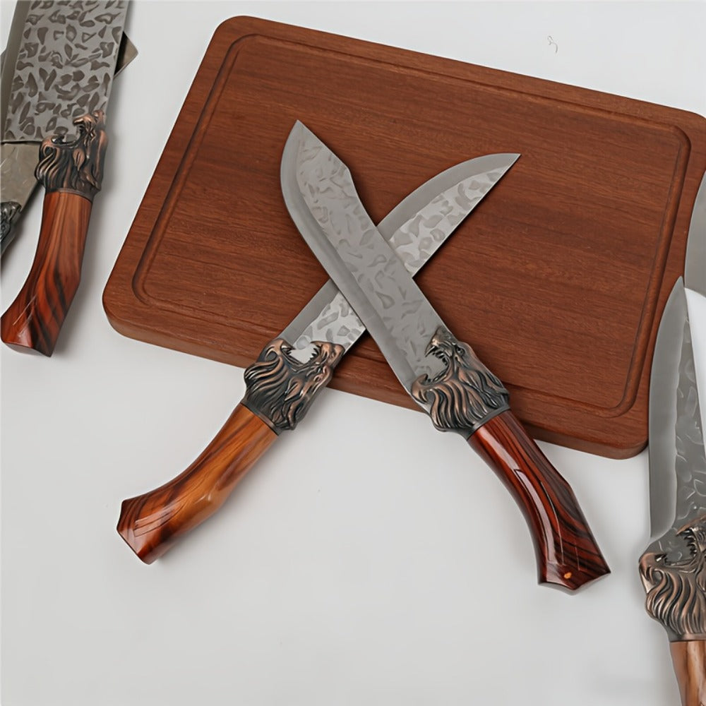 Kitchen Knife Set 7-Piece, Professional Stainless Steel Chef Knives with Replaceable Blades, Hand Forged Alloy Steel Kitchen Knives for Home Cooking, Food-Safe Full Kitchen Cutlery Set