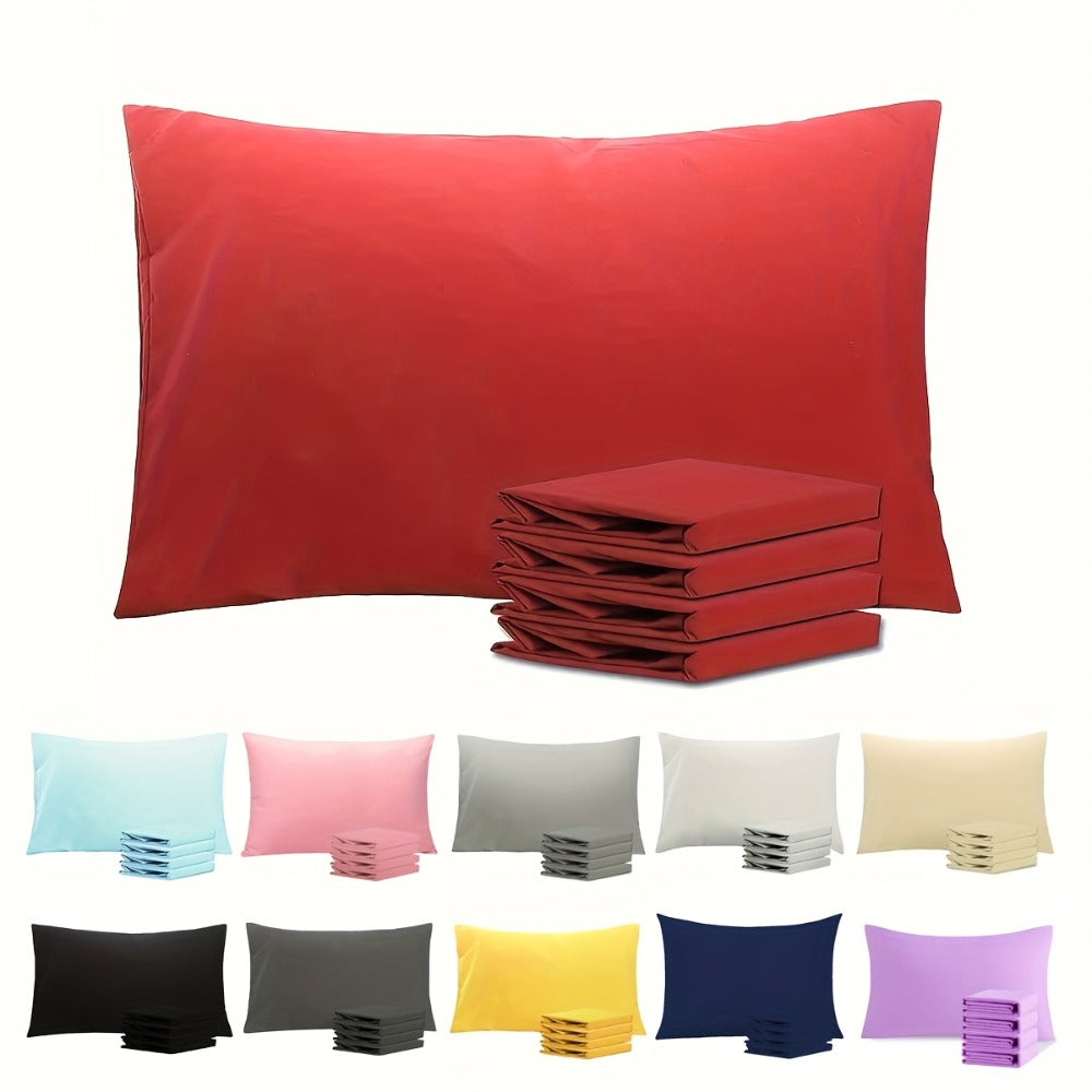 Microfiber Pillowcases Set of 4 ¨C Soft Brushed 90GSM Wrinkle-Resistant Envelope Closure Pillow Covers, Queen & King Size, Multiple Colors, Breathable Polyester Pillow Cases for Bedroom Hotel