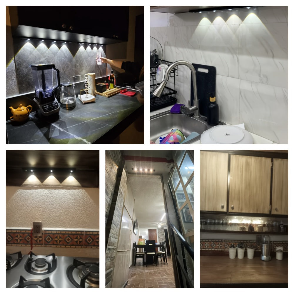 Motion Sensor LED Cabinet Light USB Rechargeable Dimmable Night Light Gesture Control 3 Modes Wireless Under Cabinet Lighting for Kitchen Bedroom Stairs Closet Reading Bedside 2pcs 3pcs