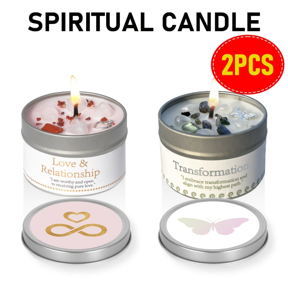 Manifestation Candles Scented Soy Wax with Crystal & Guidance Card for Meditation Yoga Focus | Law of Attraction Abundance Candle | Christmas Birthday Gift for Women