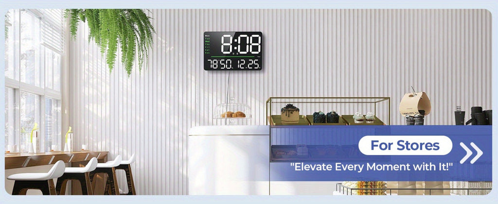 Digital Wall Clock 16 Inch LED with Remote Control ¨C Large Display Shows Time, Date, Day of Week & Indoor Temperature, Modern Decor for Bedroom, Living Room, Office, Gym & Garage (White)