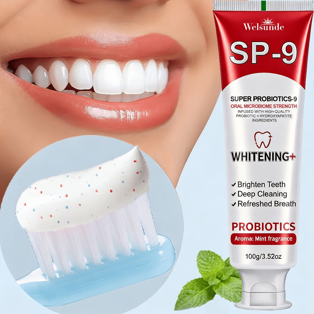 Probiotic Toothpaste with Hydroxyapatite ¨C Super Probiotics-9 European Formula, Deep Cleaning & Gum Care, Mint Fresh Breath, Teeth Brightening Oral Care Gift for Women & Men, 100g