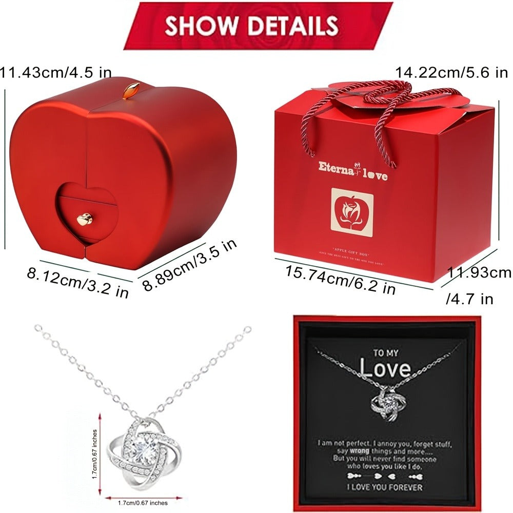 Preserved Real Rose Gift Box with I Love You in 100 Languages Necklace ¨C Romantic Gifts for Girlfriend Wife Mom ¨C Valentine's Day Birthday Mother's Day Christmas Gift Idea for Women