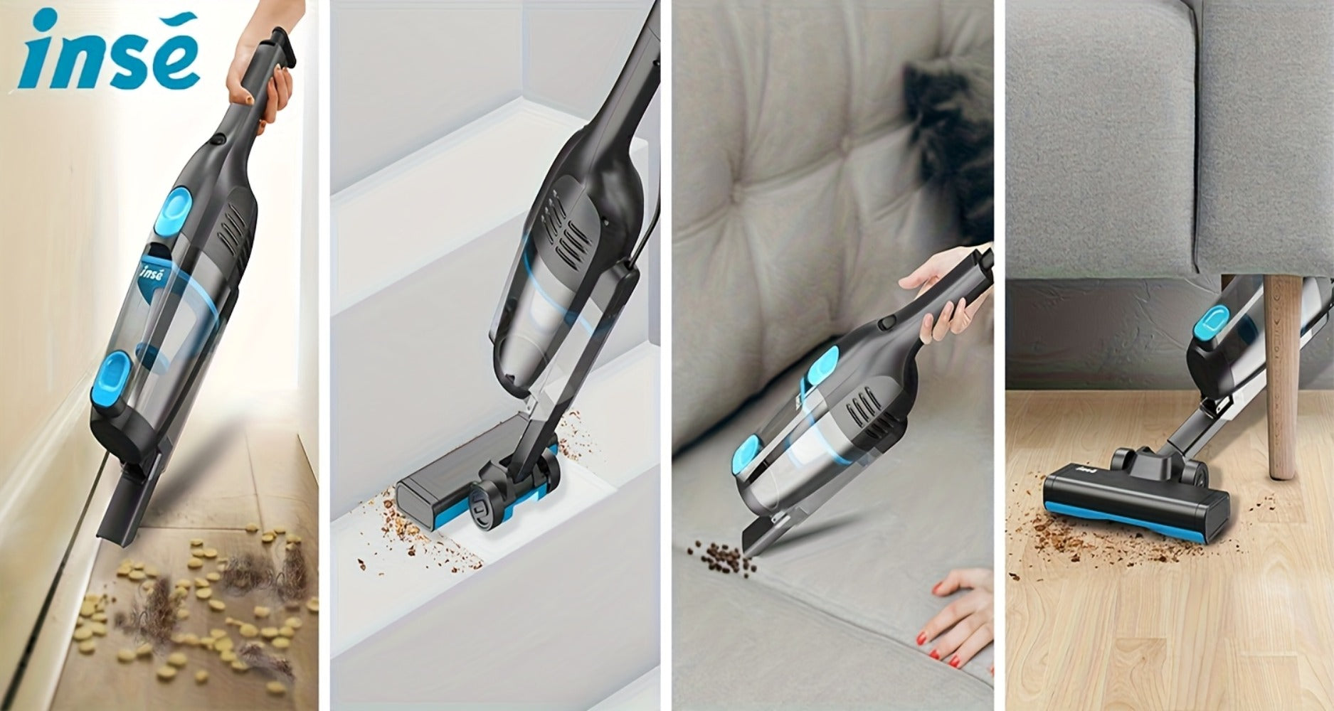 Corded Stick Vacuum Cleaner 20KPa 600W Motor 2-in-1 Bagless Upright Handheld Vacuum 0.8L Dustbin for Hard Floor Pet Hair Carpet Car Stairs Low Noise 65dB