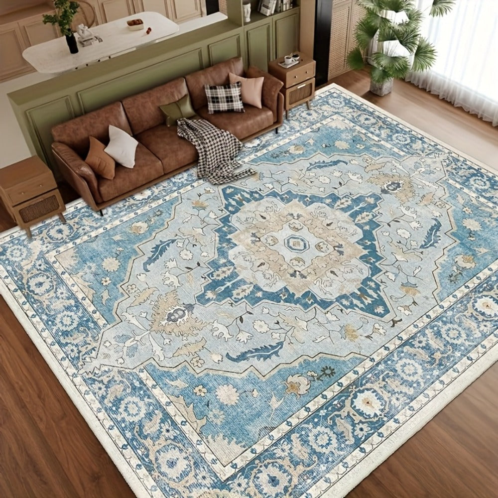 Vintage Persian Area Rug Machine Washable Non-Slip Non-Shedding Floral Indoor Carpet for Living Room Bedroom in Multiple Colors and Sizes