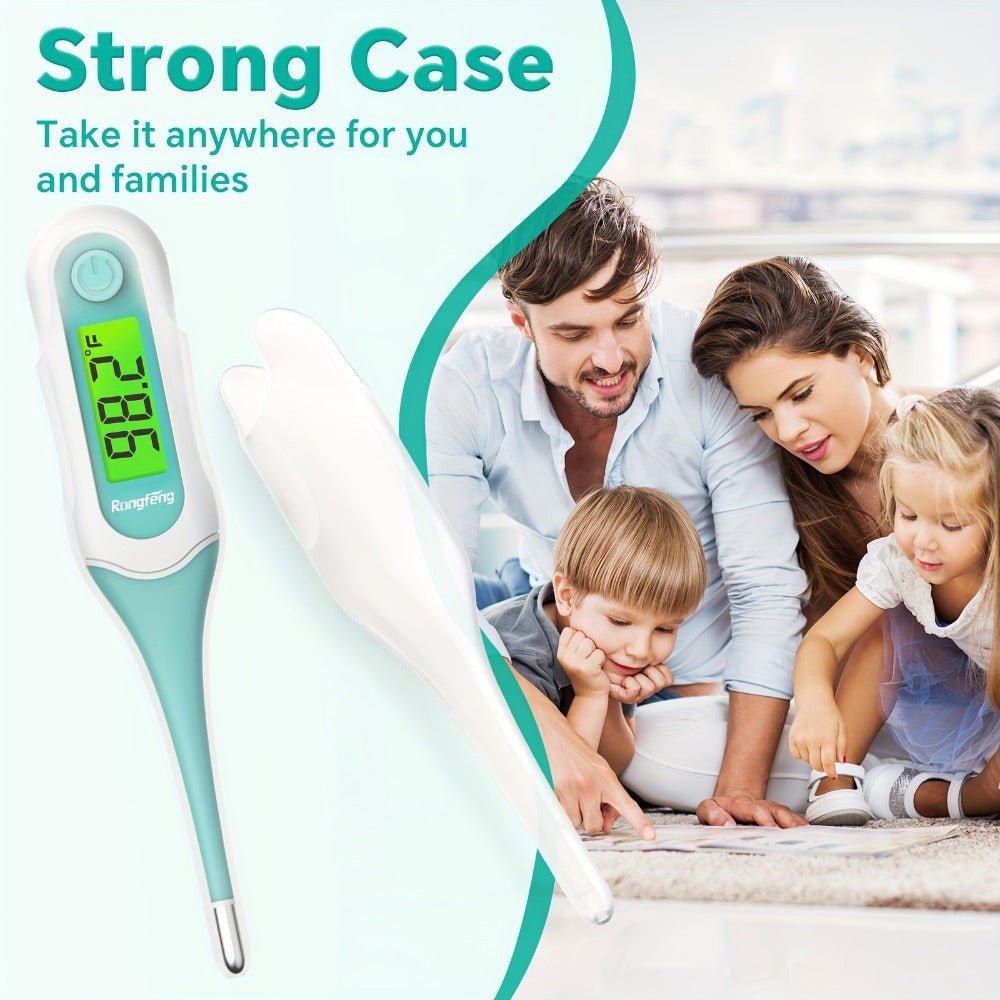 Digital Oral Thermometer for Adults & Kids ¨C 8-Second Fast Read, Bendable Tip, 3-Color Fever Backlight, 32 Memory Records, Rectal Use for Infants, Celsius/Fahrenheit Conversion