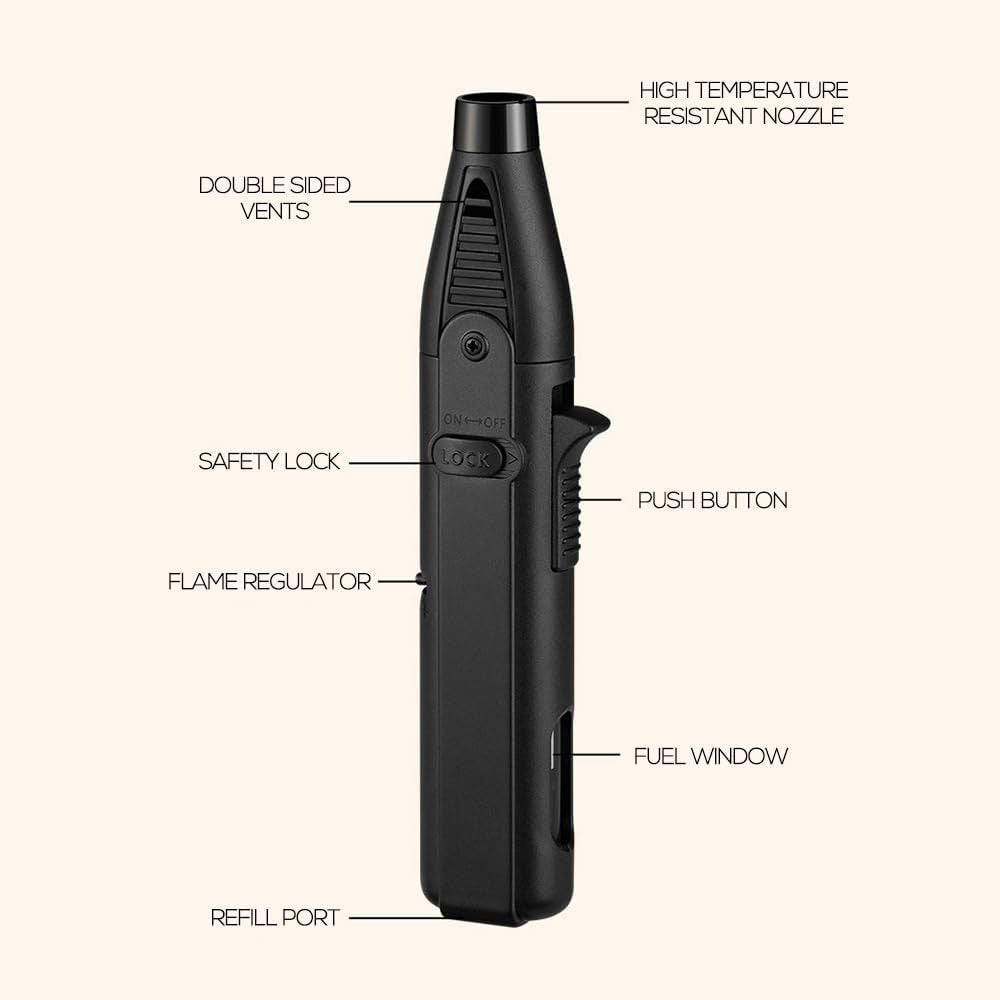 Windproof Torch Lighter 5 Pack Outdoor Butane Gas Lighter Set 1300 1800 Degree Blue Flame Safety Lock Gift Box Camping BBQ Candle Fireplace Butane Not Included