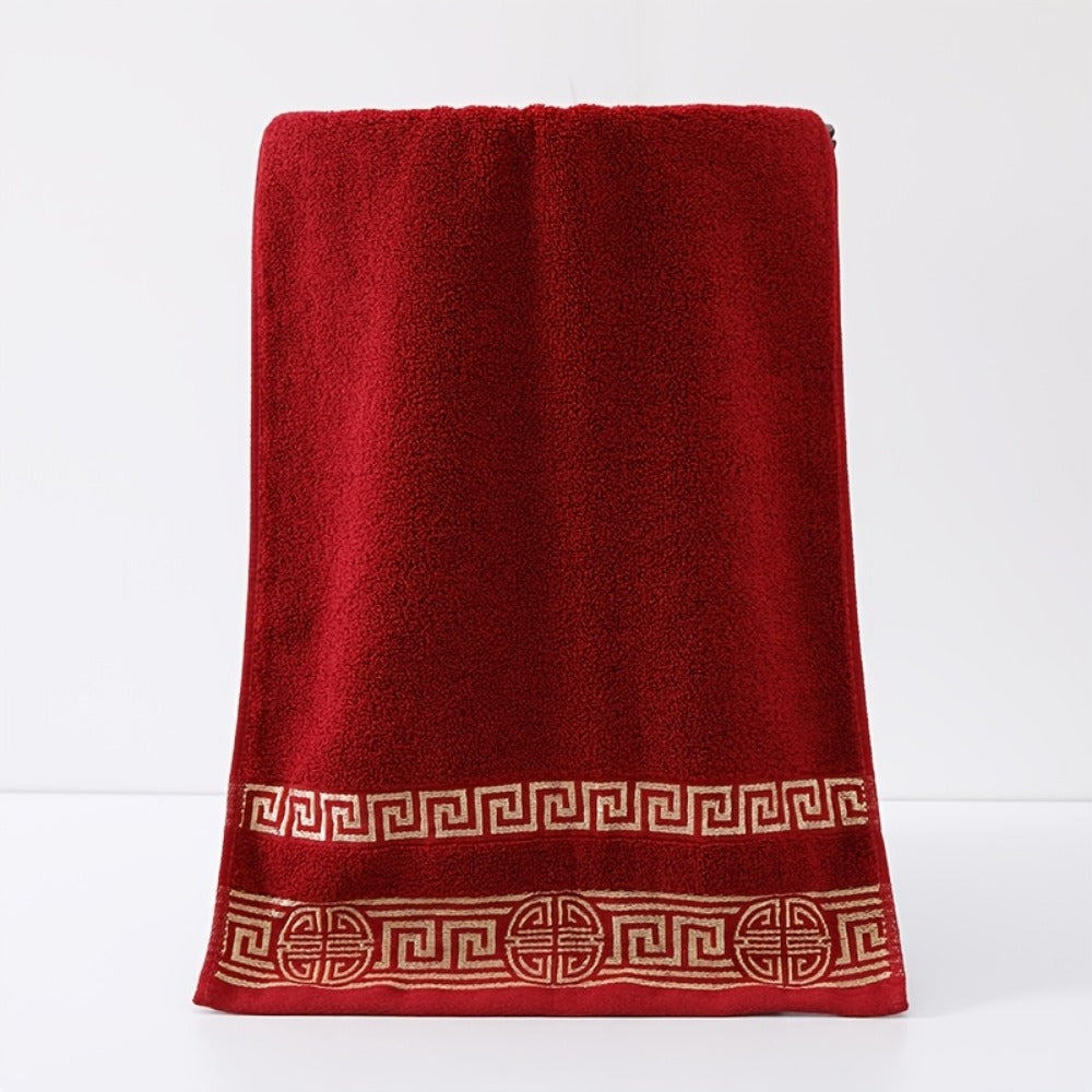 5-Piece 100% Cotton Towel Set ¨C 1 Bath Towel, 2 Hand Towels & 2 Washcloths | Ultra-Soft, Highly Absorbent, Exquisite Pattern Design for Home Bathroom