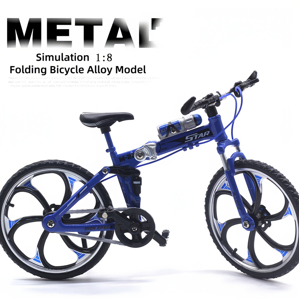 Diecast Mountain Bike Model 1:8 Scale Alloy Foldable Miniature Bicycle Figurine for Home Office Desk Decor, Collector Gift, Christmas Birthday Present, 3 Colors Available