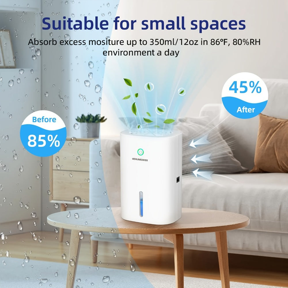 Dehumidifier for Home 215 Sq Ft | Quiet Portable 27oz Peltier Mini Dehumidifier with Auto Shut-Off for Bedroom, Bathroom, Basement, Closet, Kitchen & RV | Keeps Humidity Below 45% | White